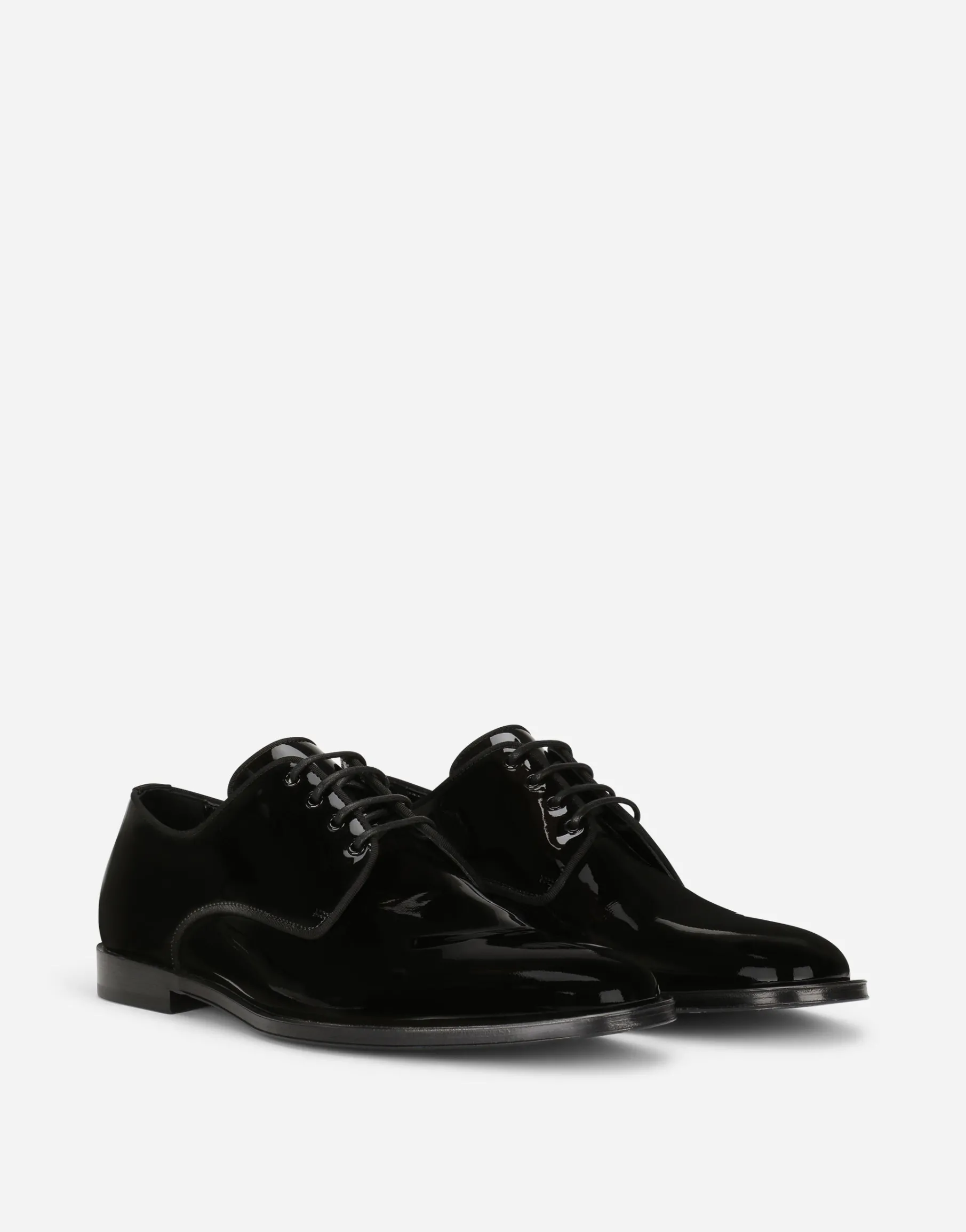 Glossy patent leather derby shoes
