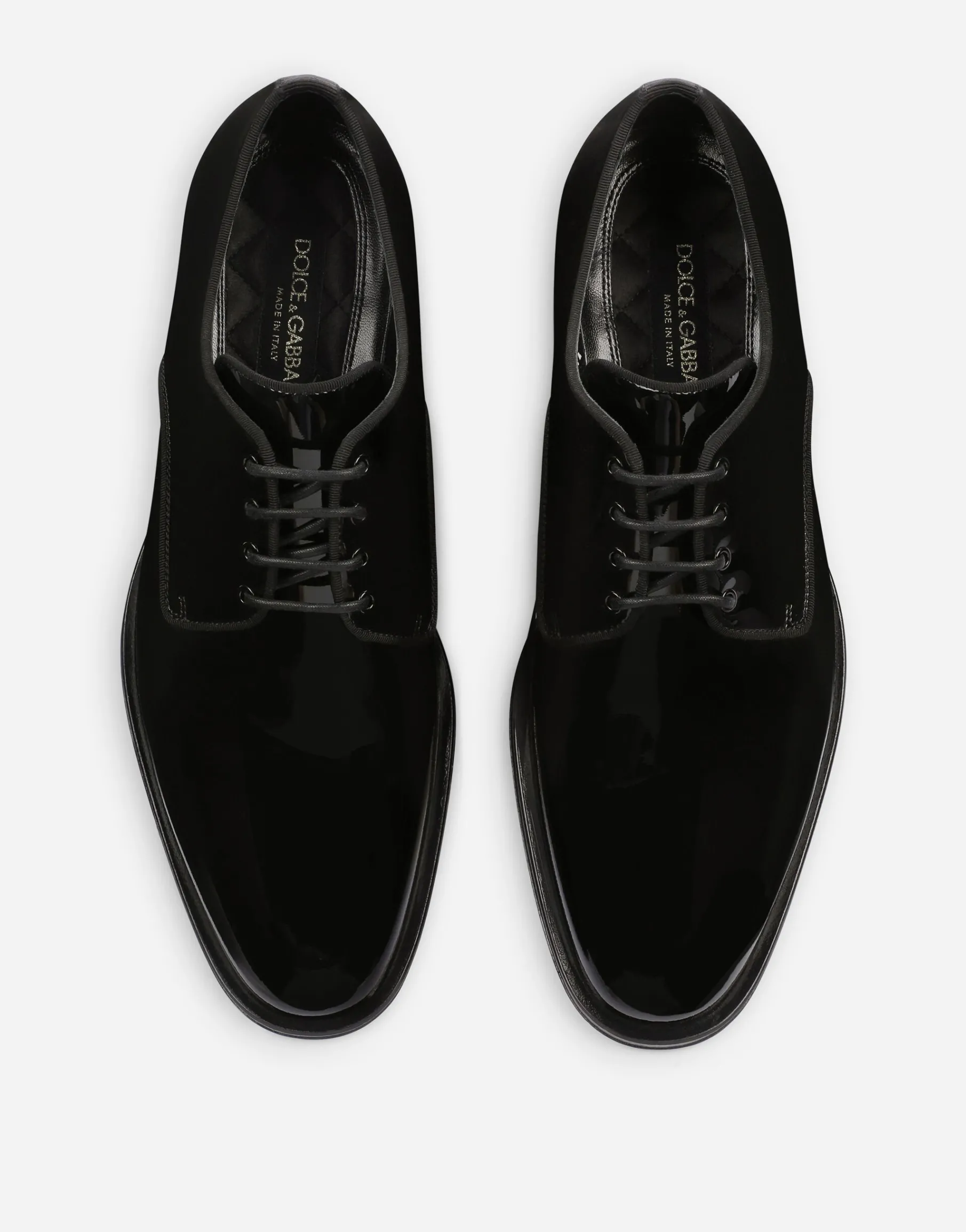 Glossy patent leather derby shoes
