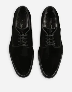 Glossy patent leather derby shoes