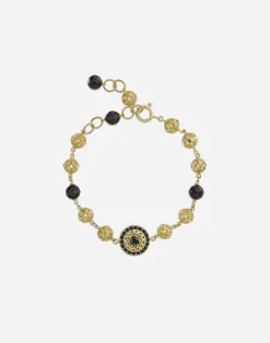 Gold bracelet with black sapphires