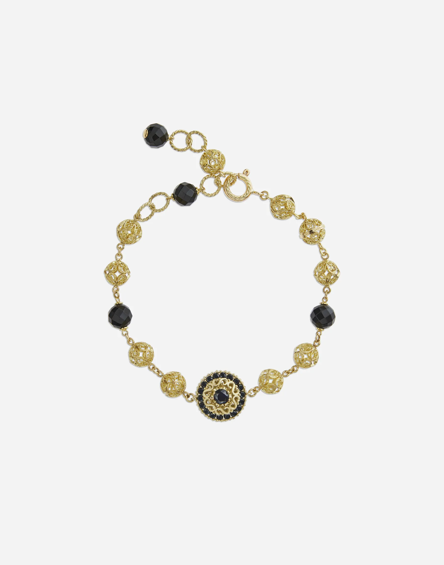 Gold bracelet with black sapphires