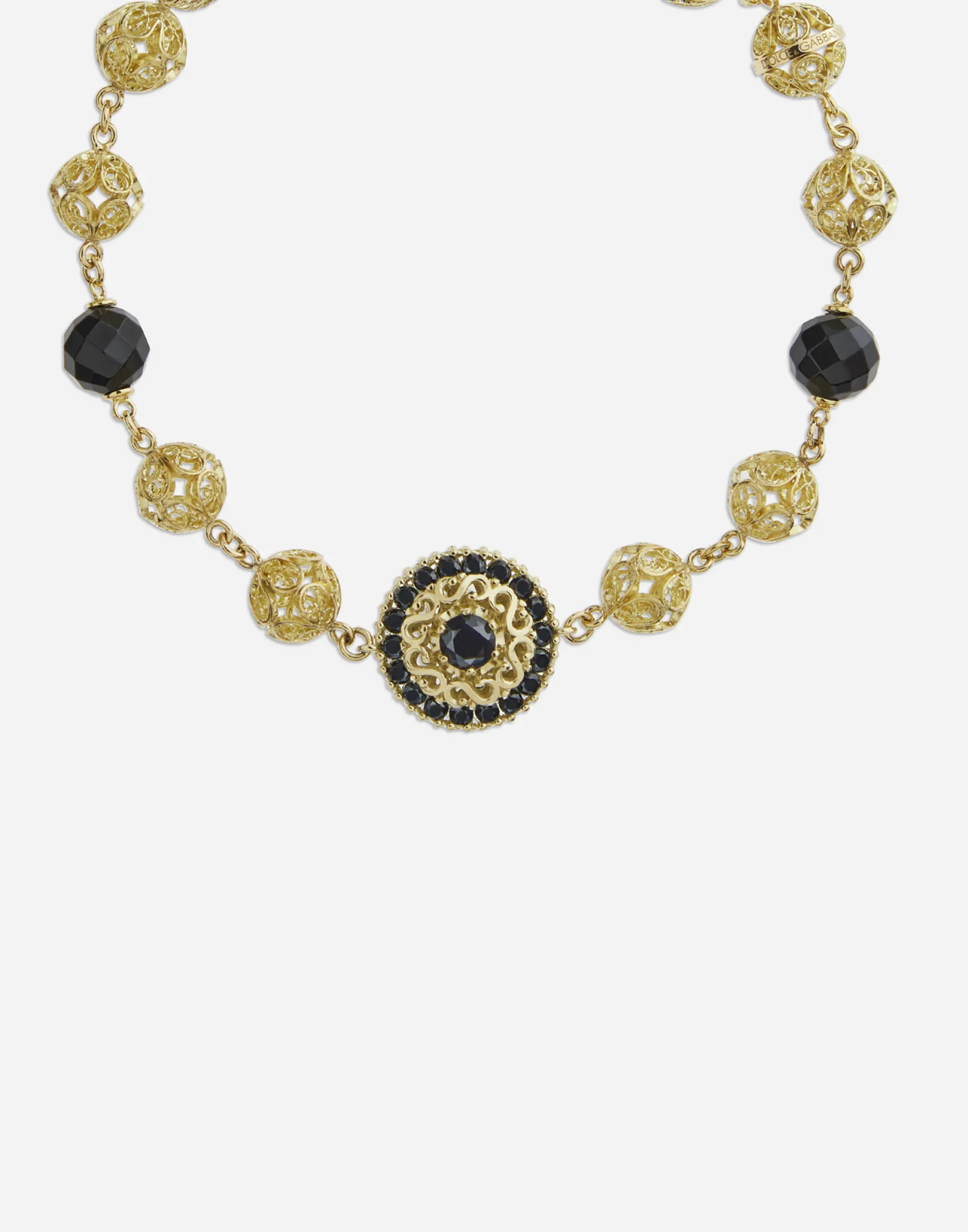 Gold bracelet with black sapphires