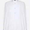 Gold fit tuxedo shirt in cotton poplin