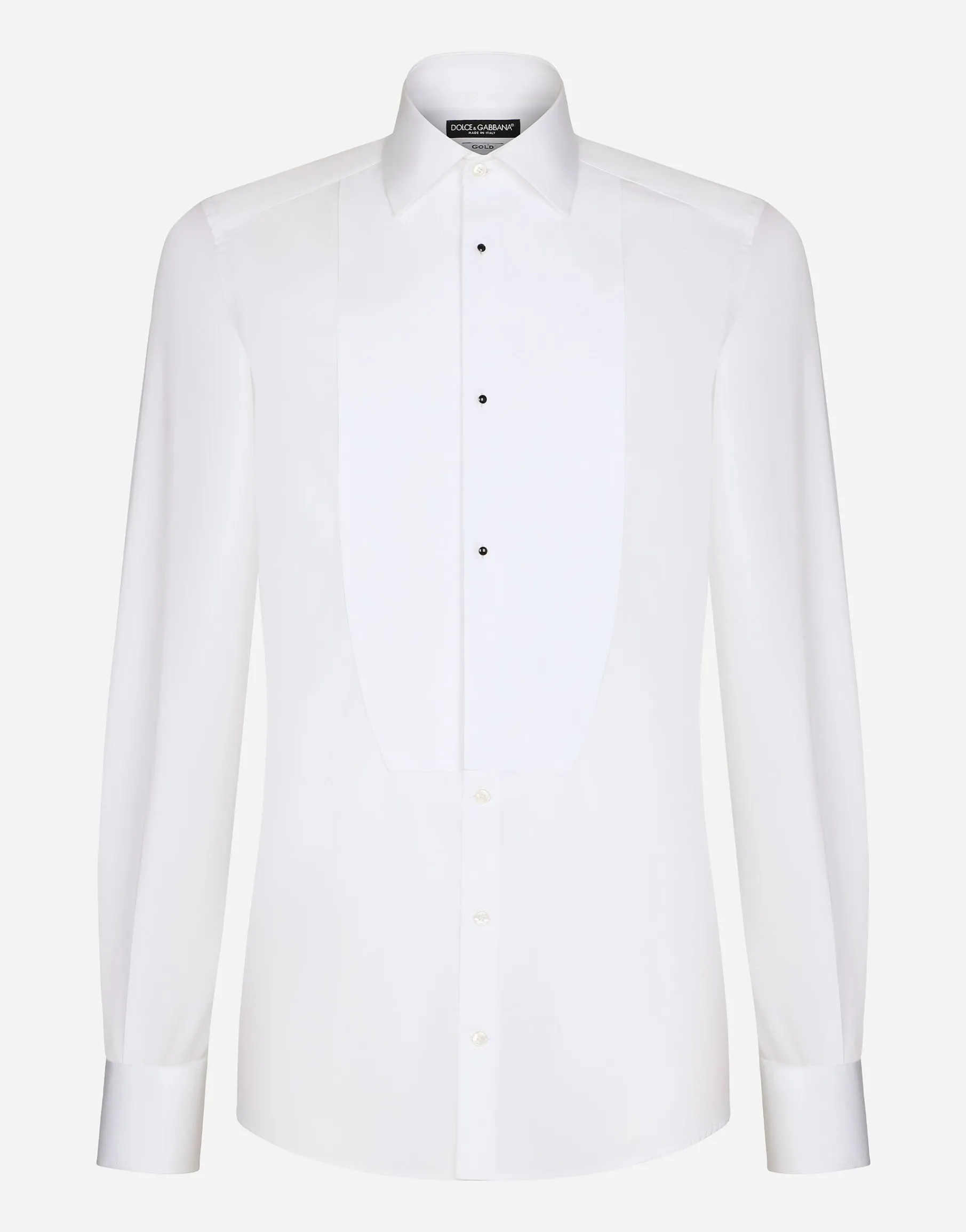 Gold fit tuxedo shirt in cotton poplin