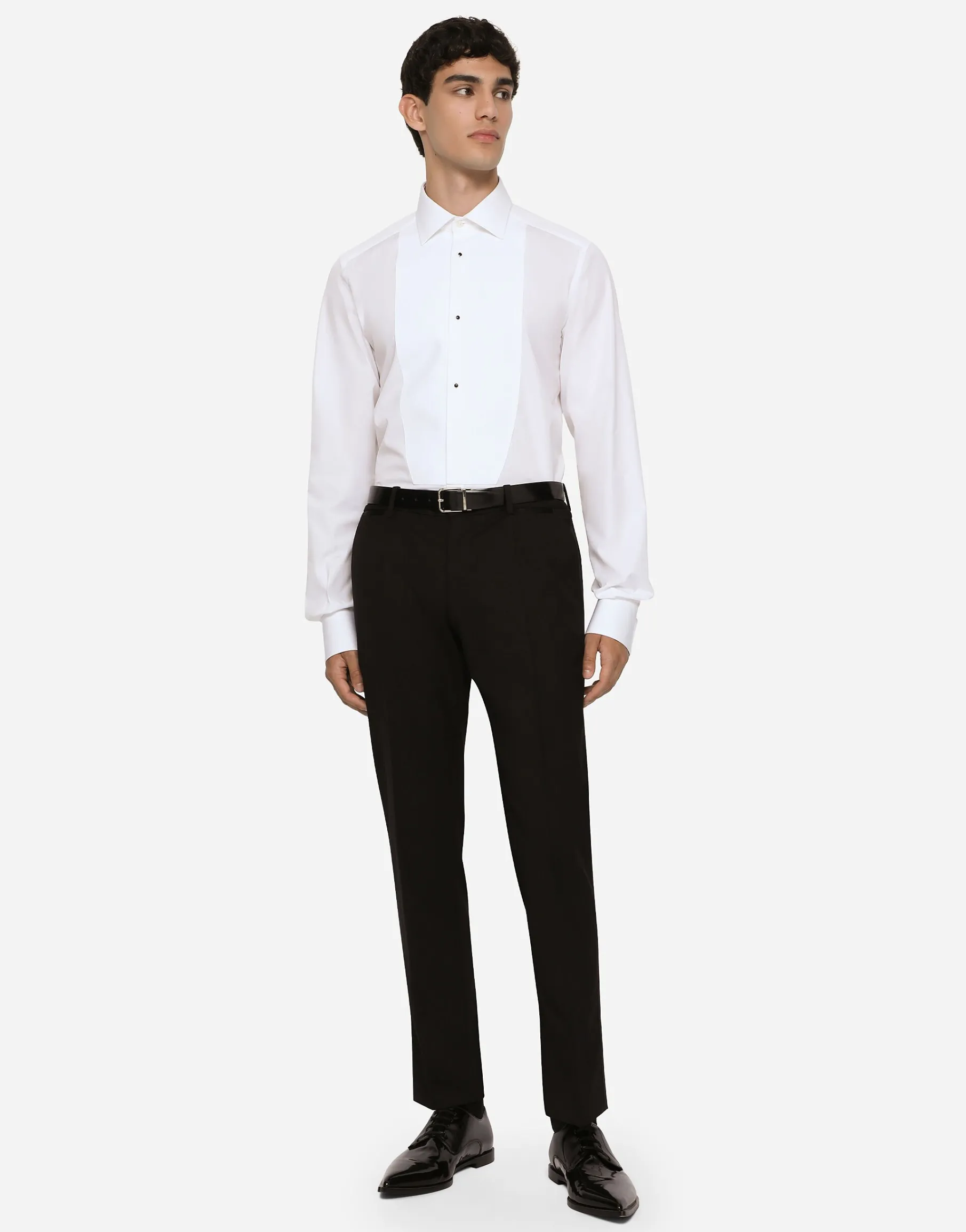 Gold fit tuxedo shirt in cotton poplin