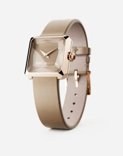 Gold watch with silk strap