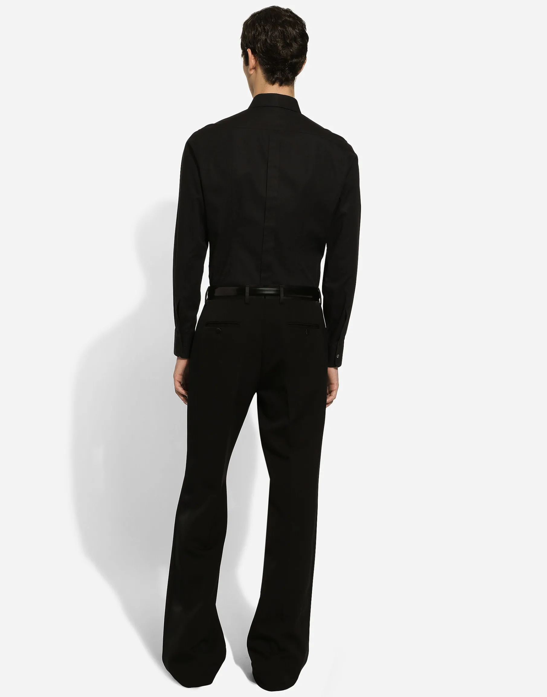 Gold-fit tuxedo shirt with rhinestone embroidery