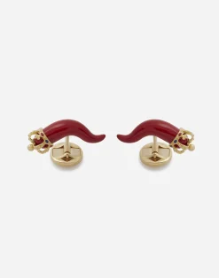 Good luck cufflinks in enamelled yellow gold