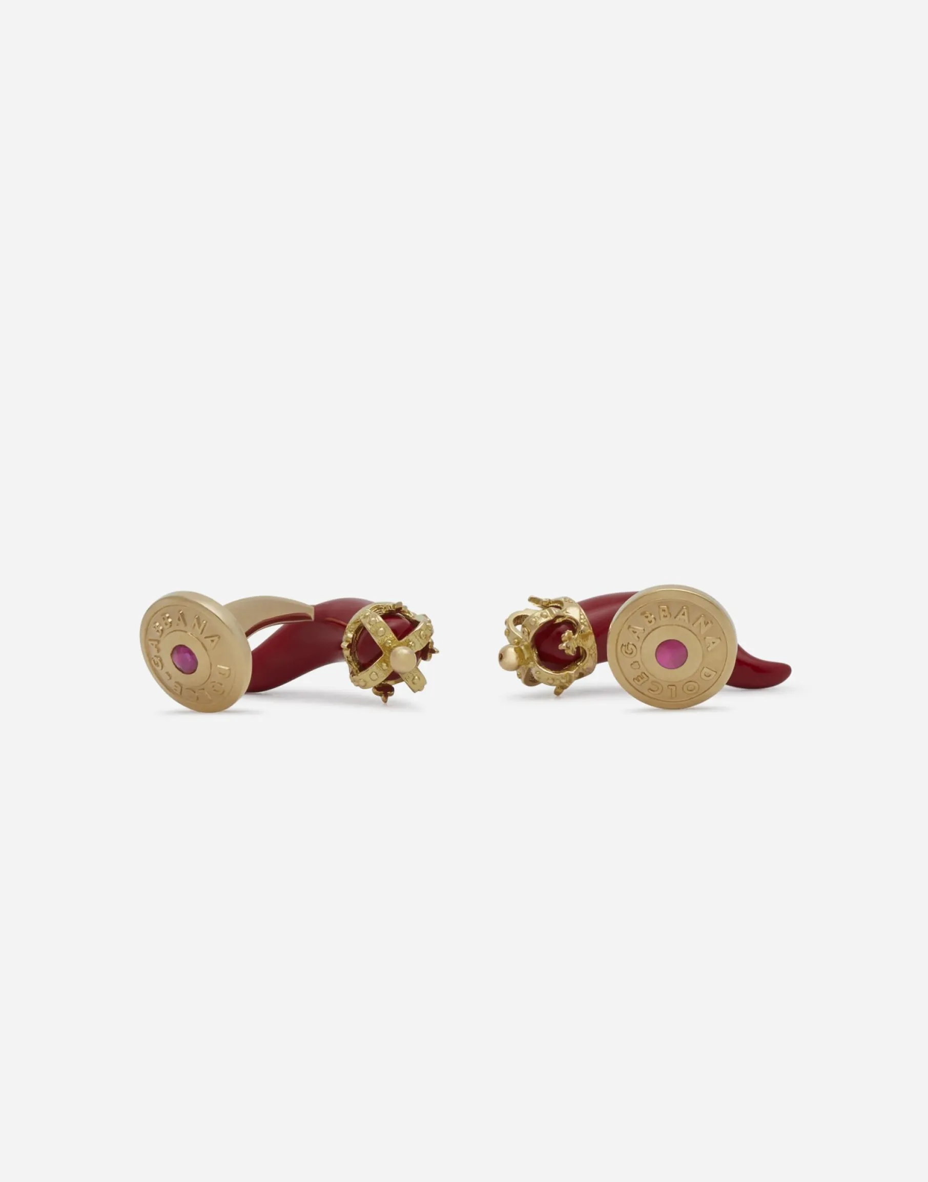 Good luck cufflinks in enamelled yellow gold