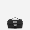 Grainy calfskin and nylon crossbody bag