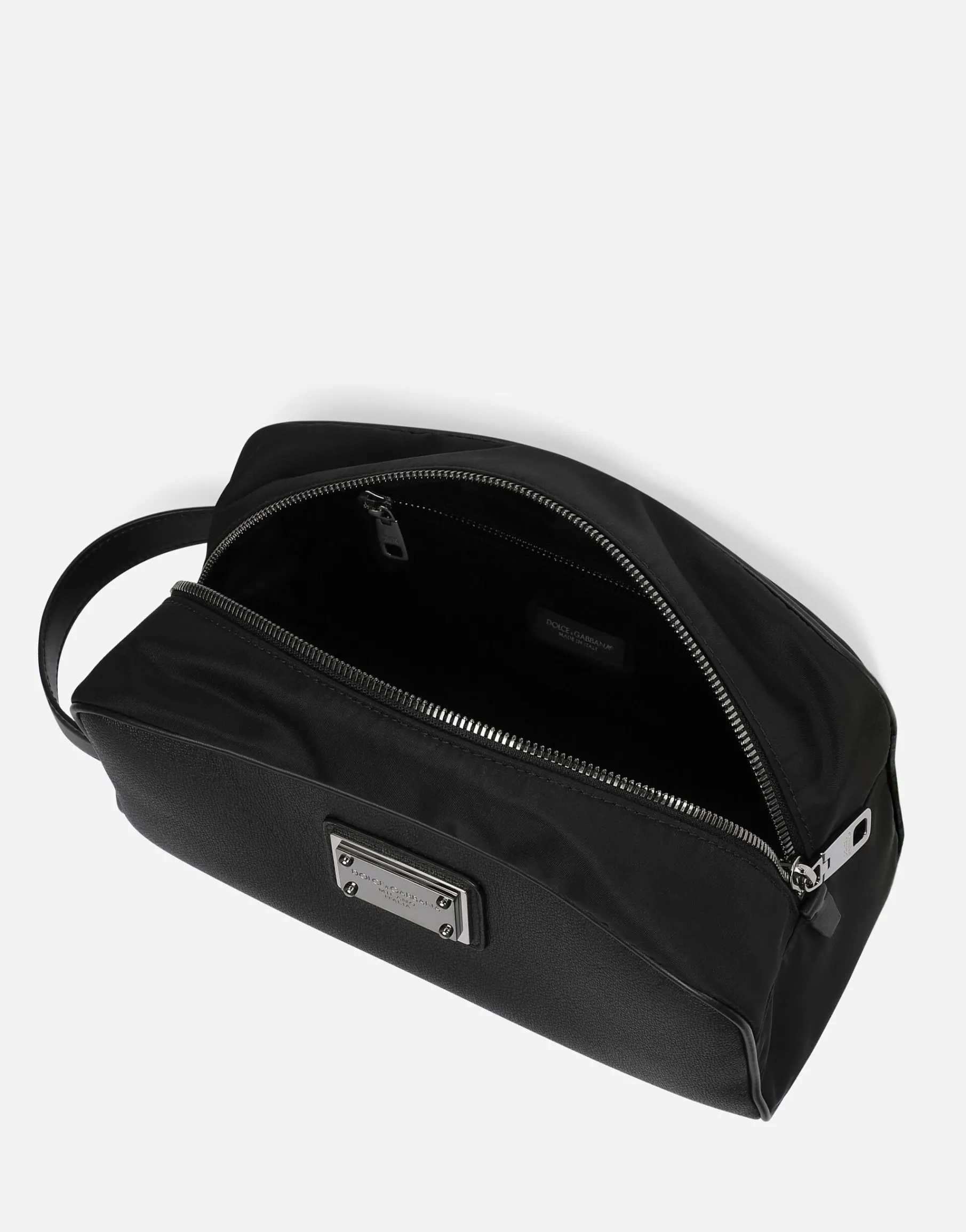 Grainy calfskin and nylon toiletry bag
