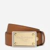 Grainy calfskin belt