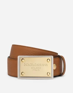Grainy calfskin belt