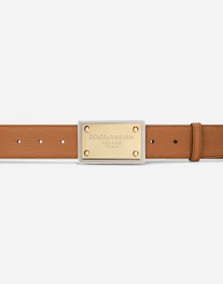 Grainy calfskin belt