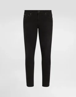 Gray wash slim-fit stretch jeans