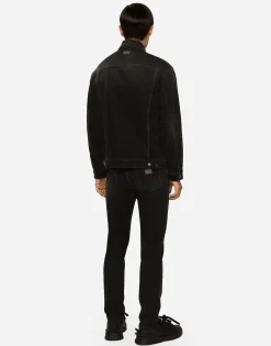 Gray wash slim-fit stretch jeans