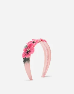 Headband with floral chiffon application