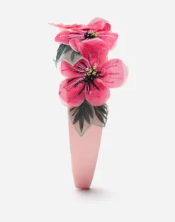 Headband with floral chiffon application