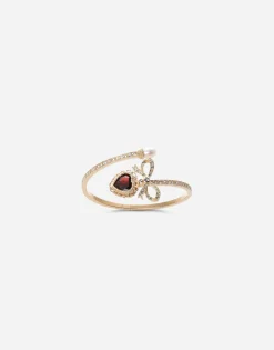 Heart yellow gold bracelet with heart, bow and pearl