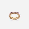 Heritage band ring in yellow 18kt gold with pink sapphires