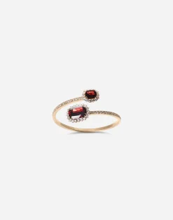 Heritage yellow gold bracelet with rodolith garnet and colourless sapphire