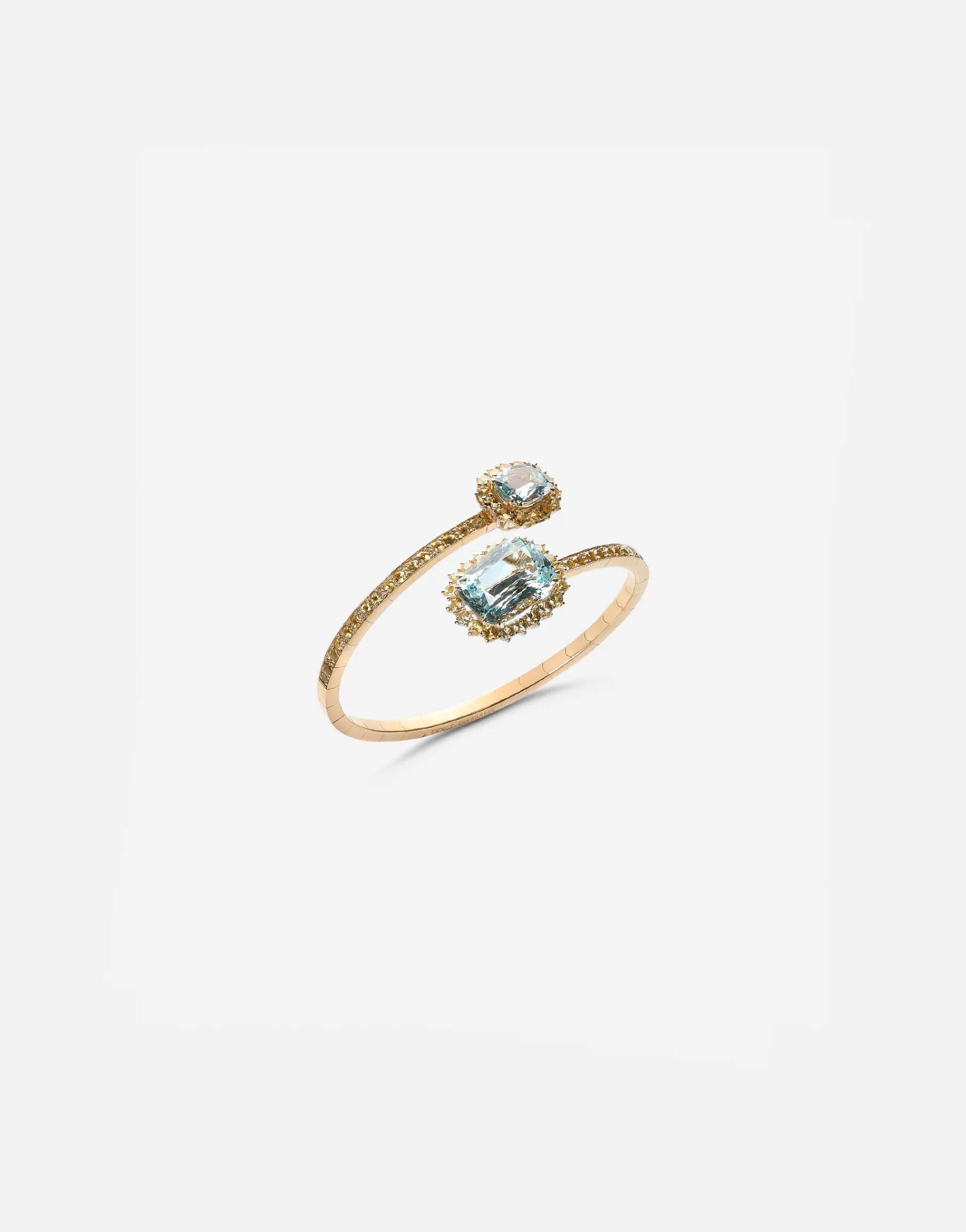 Heritage yellow gold bracelet with acquamarine and yellow sapphire
