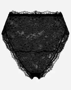 High-waisted Chantilly lace panties