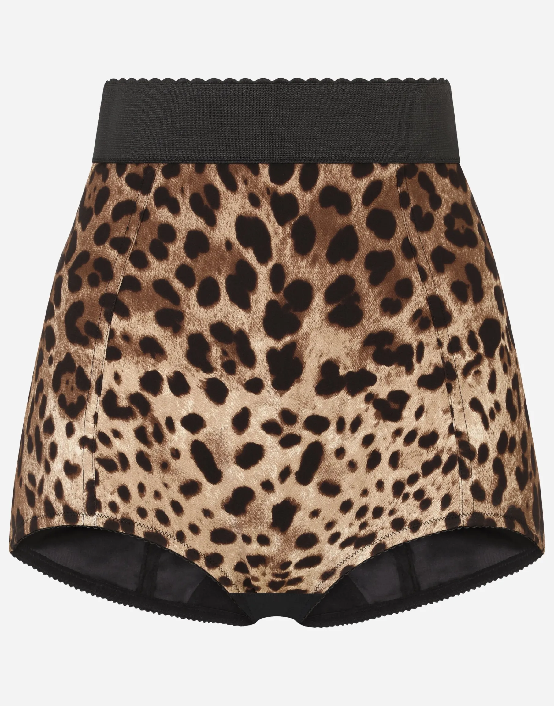 High-waisted charmeuse panties with leopard print