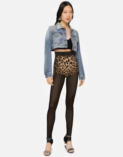 High-waisted charmeuse panties with leopard print