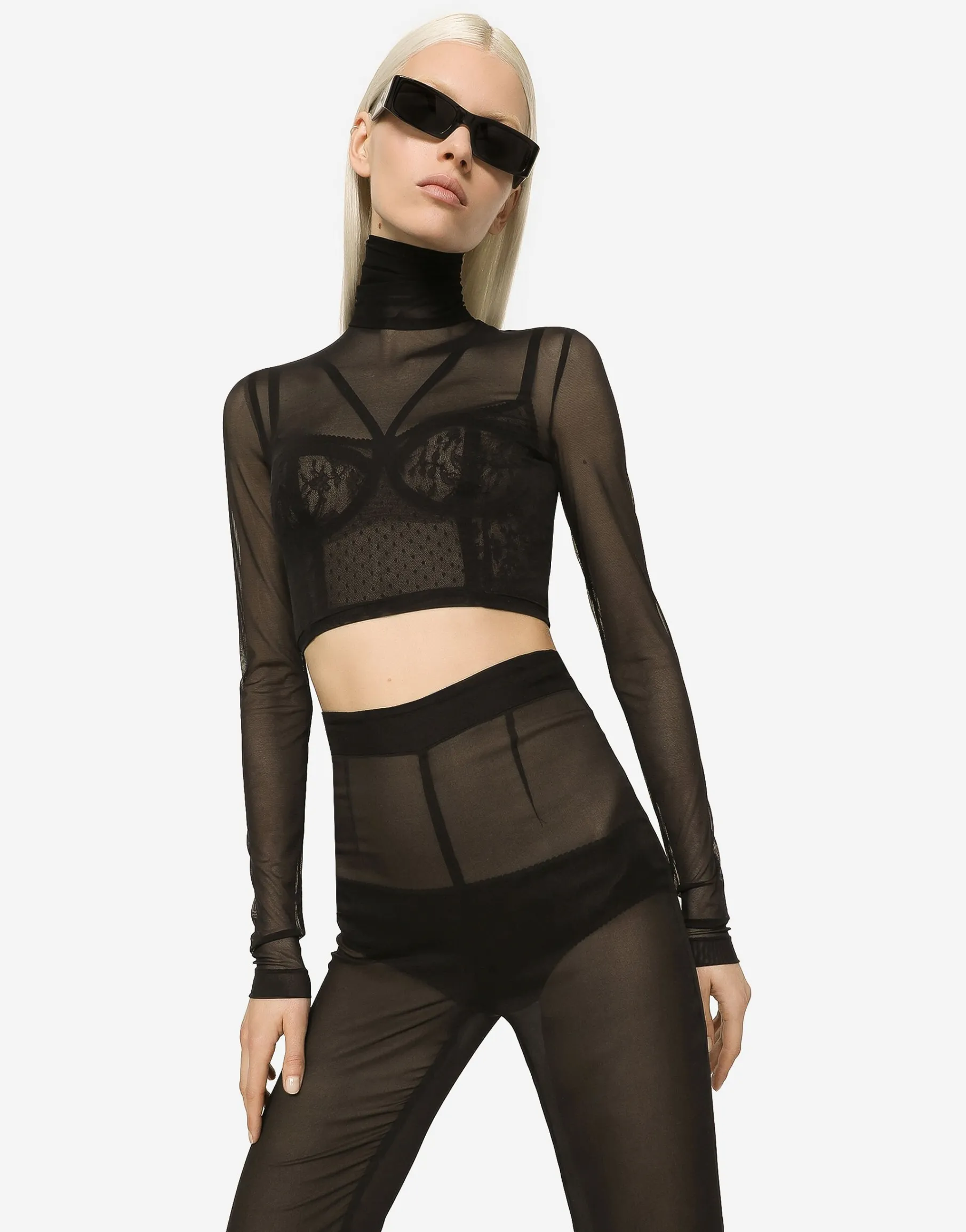 High-waisted flared chiffon pants