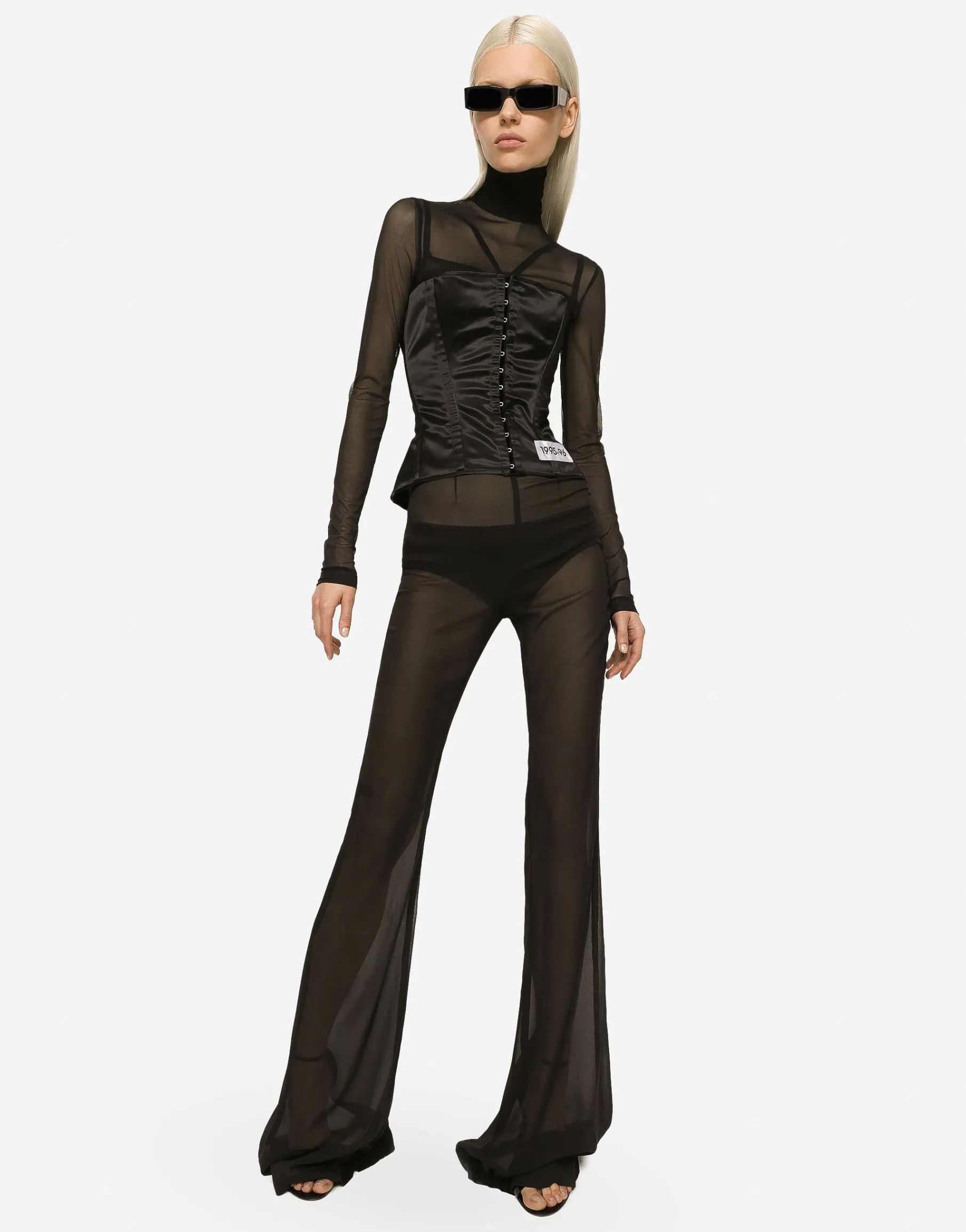 High-waisted flared chiffon pants