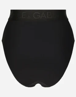 High-waisted jersey briefs with branded elastic