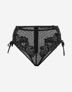 High-waisted lace briefs