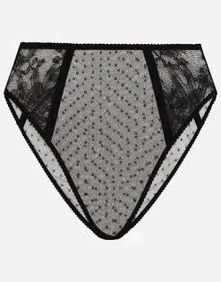 High-waisted lace briefs