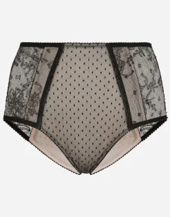 High-waisted lace briefs