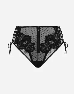 High-waisted lace briefs