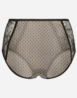 High-waisted lace briefs