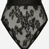 High-waisted lace briefs with branded elastic
