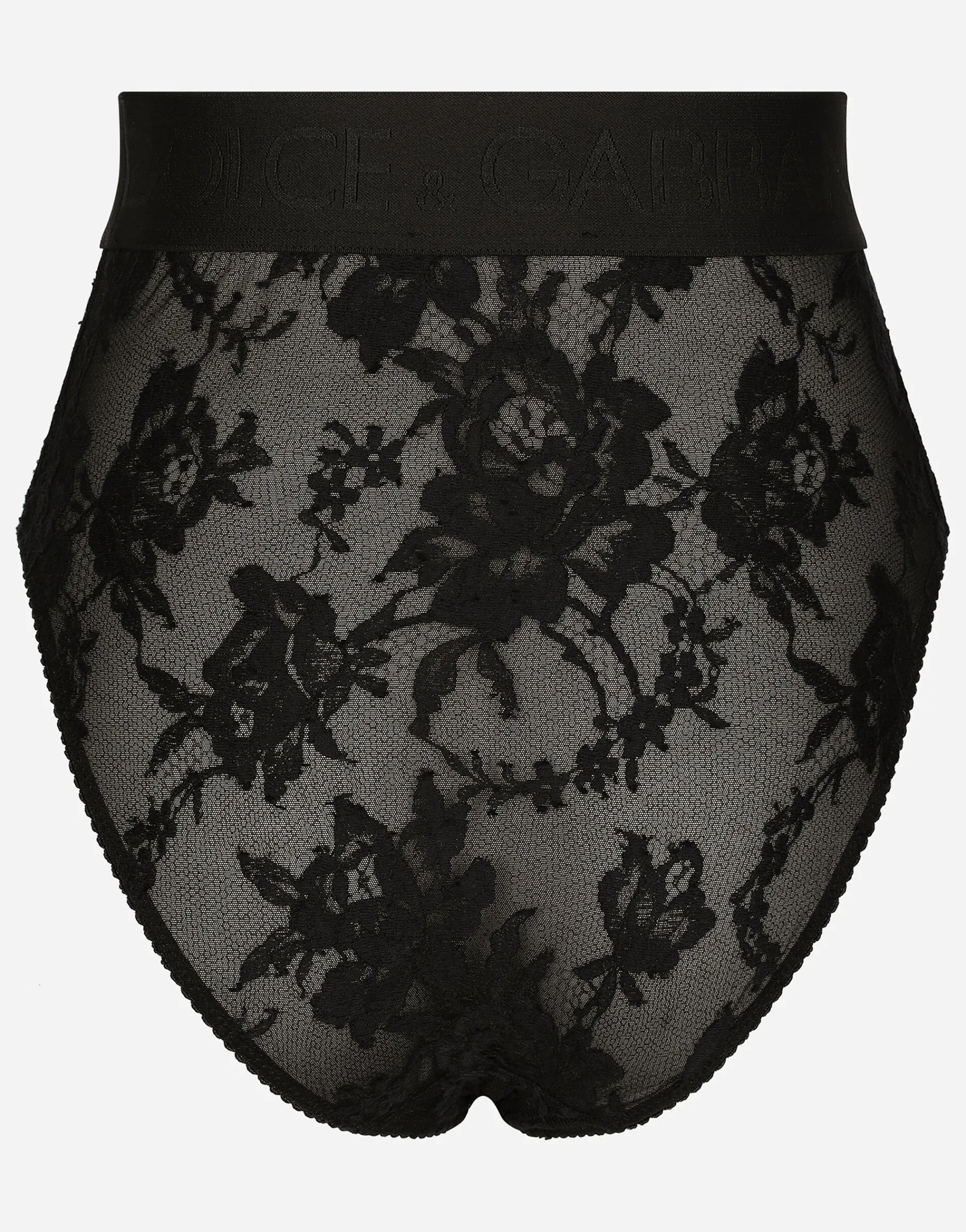 High-waisted lace briefs with branded elastic