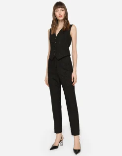 High-waisted ornamental jacquard pants