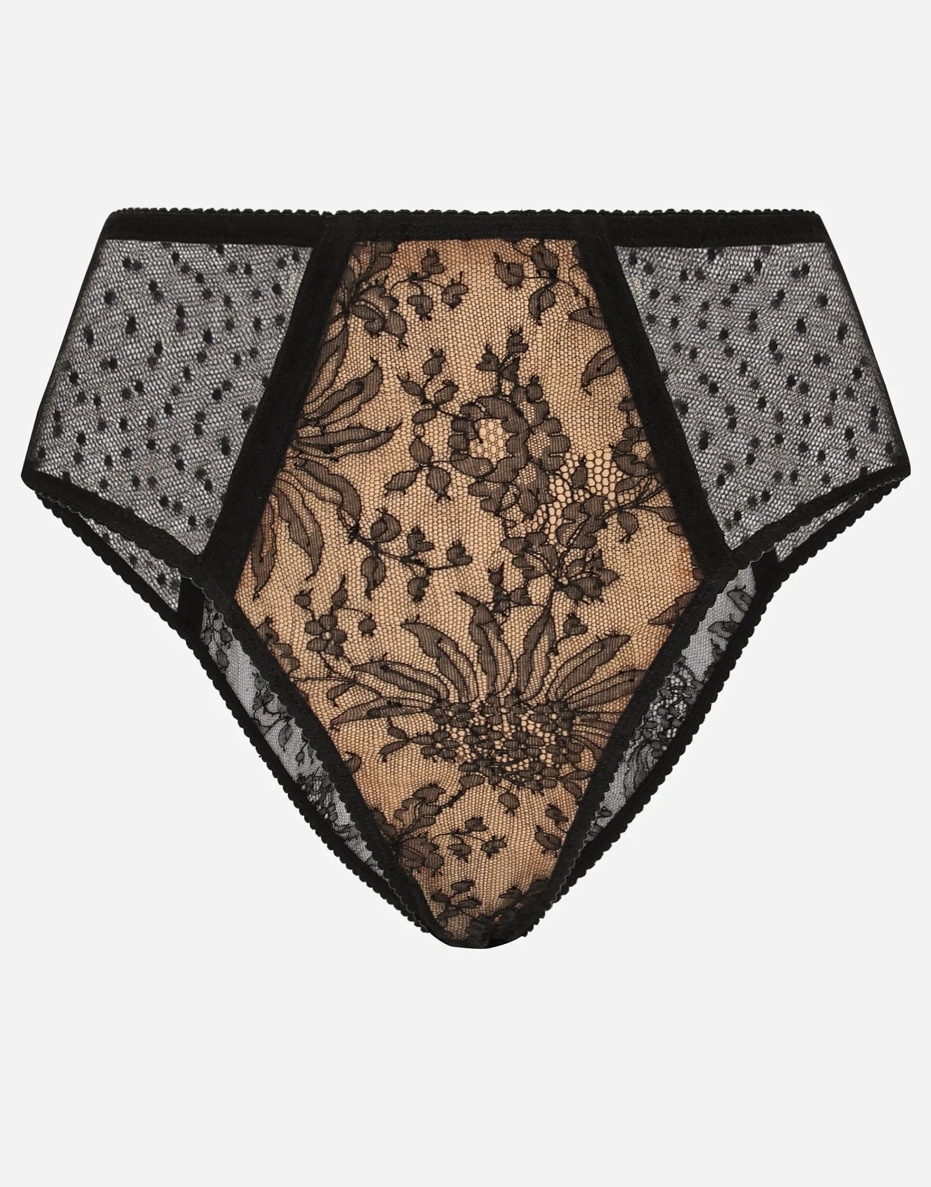 High-waisted plumetis lace panties
