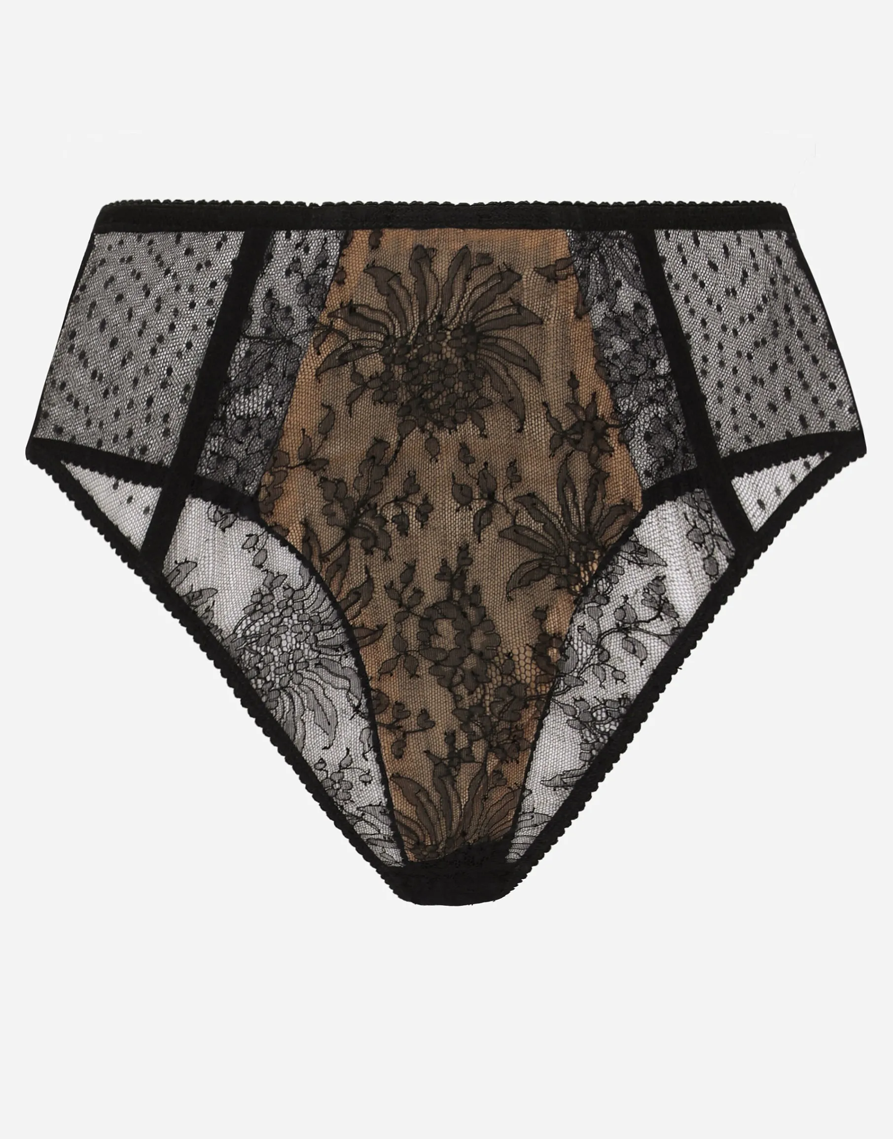 High-waisted plumetis lace panties