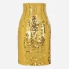High-waisted sequined midi skirt