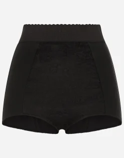 High-waisted shaper panties in jacquard and satin