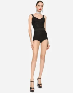 High-waisted shaper panties in jacquard and satin