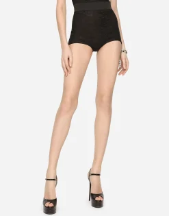 High-waisted shaper panties in jacquard and satin