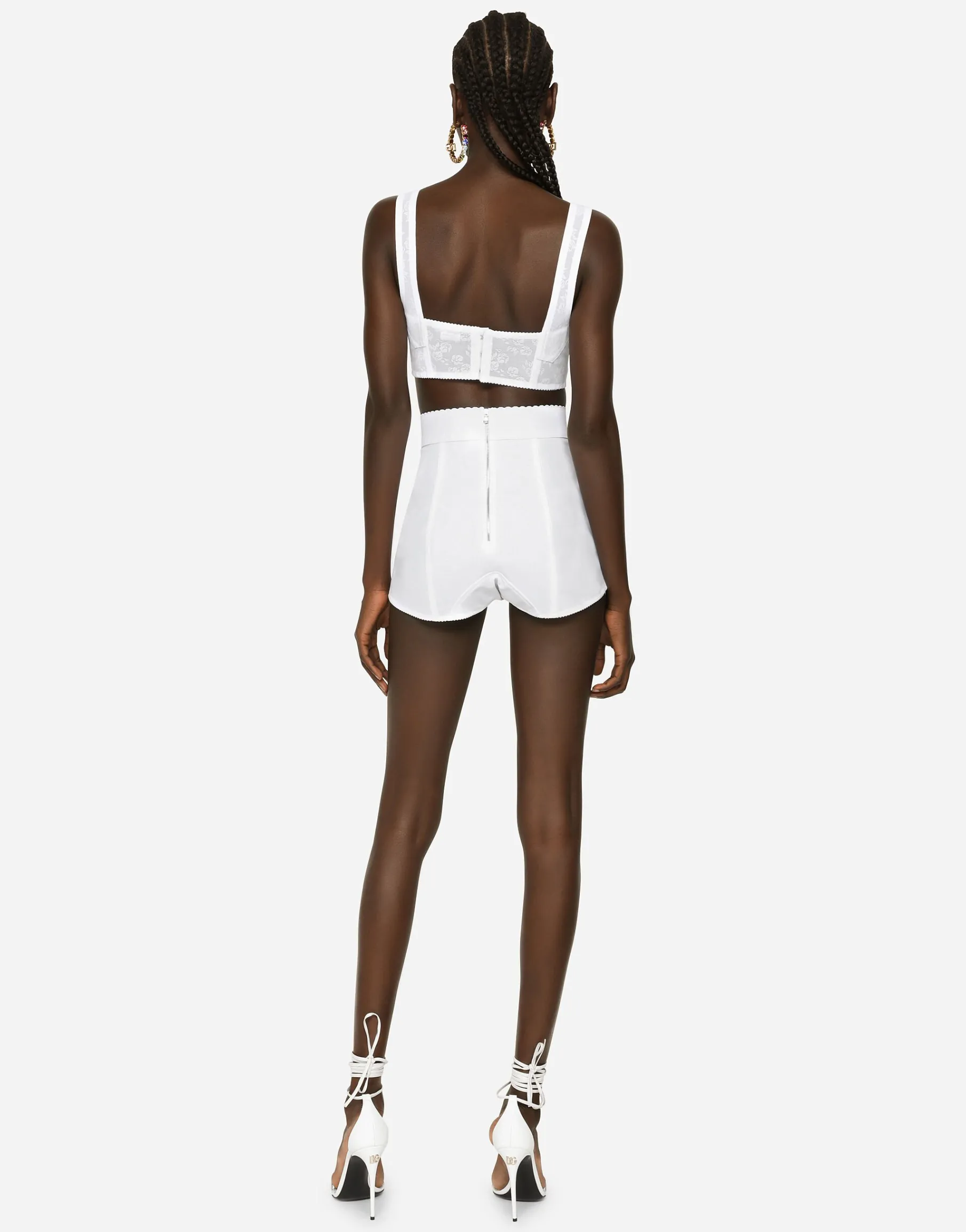 High-waisted shaper panties in jacquard and satin