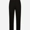 High-waisted wool gabardine cigarette pants