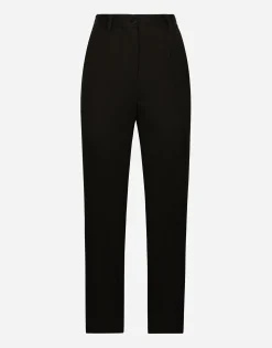 High-waisted wool gabardine cigarette pants