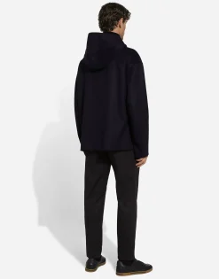 Hooded cashmere jacket